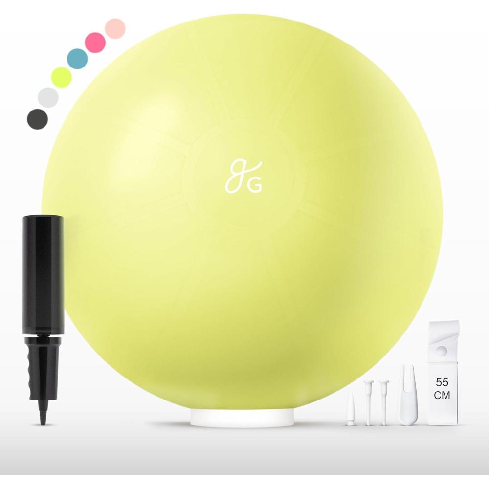 image:imageGreater Goods Yoga Ball AntiBurst Exercise Ball for Pilates Stability Pregnancy amp Workouts Includes Pump in Multiple Sizes and ColorsAvocado Green