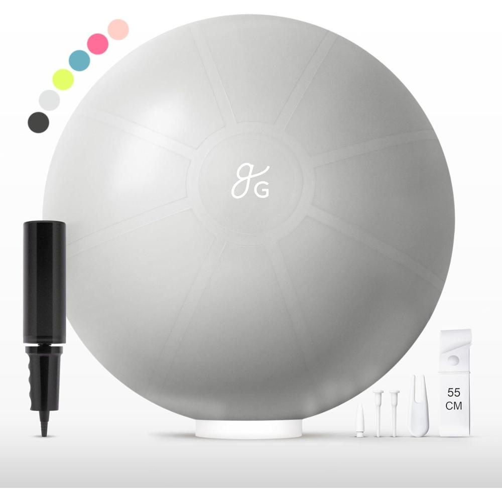 image:imageGreater Goods Yoga Ball AntiBurst Exercise Ball for Pilates Stability Pregnancy amp Workouts Includes Pump in Multiple Sizes and ColorsGray