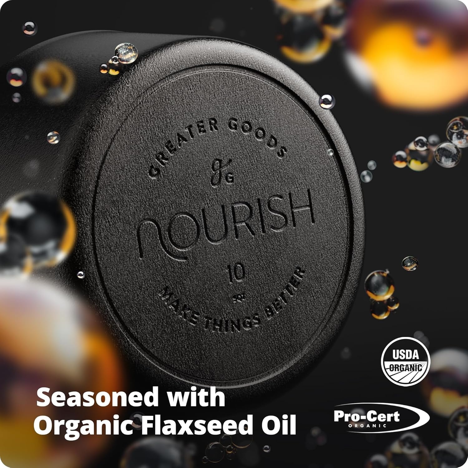 image:imageGreater Goods 5Quart Cast Iron Dutch Oven Pot with Lid Milled Smooth Cooking Surface Organically PreSeasoned with Flaxseed Oil HeavyDuty Cast Iron with Dual Handles for OventoTable Cooking