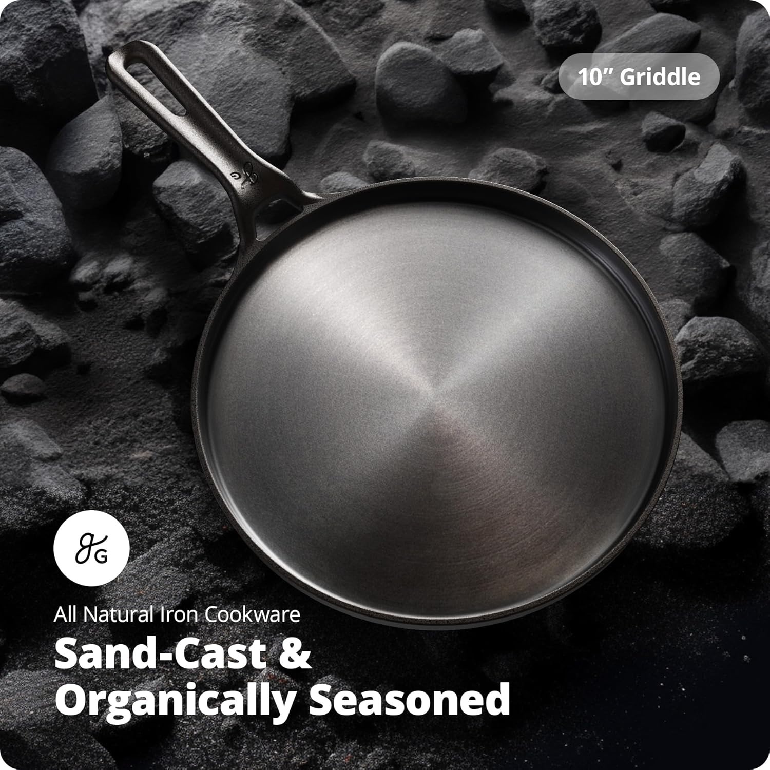 image:imageGreater Goods Cast Iron Griddle with Organically PreSeasoned Surface 10inch Stove Top Griddle Pan