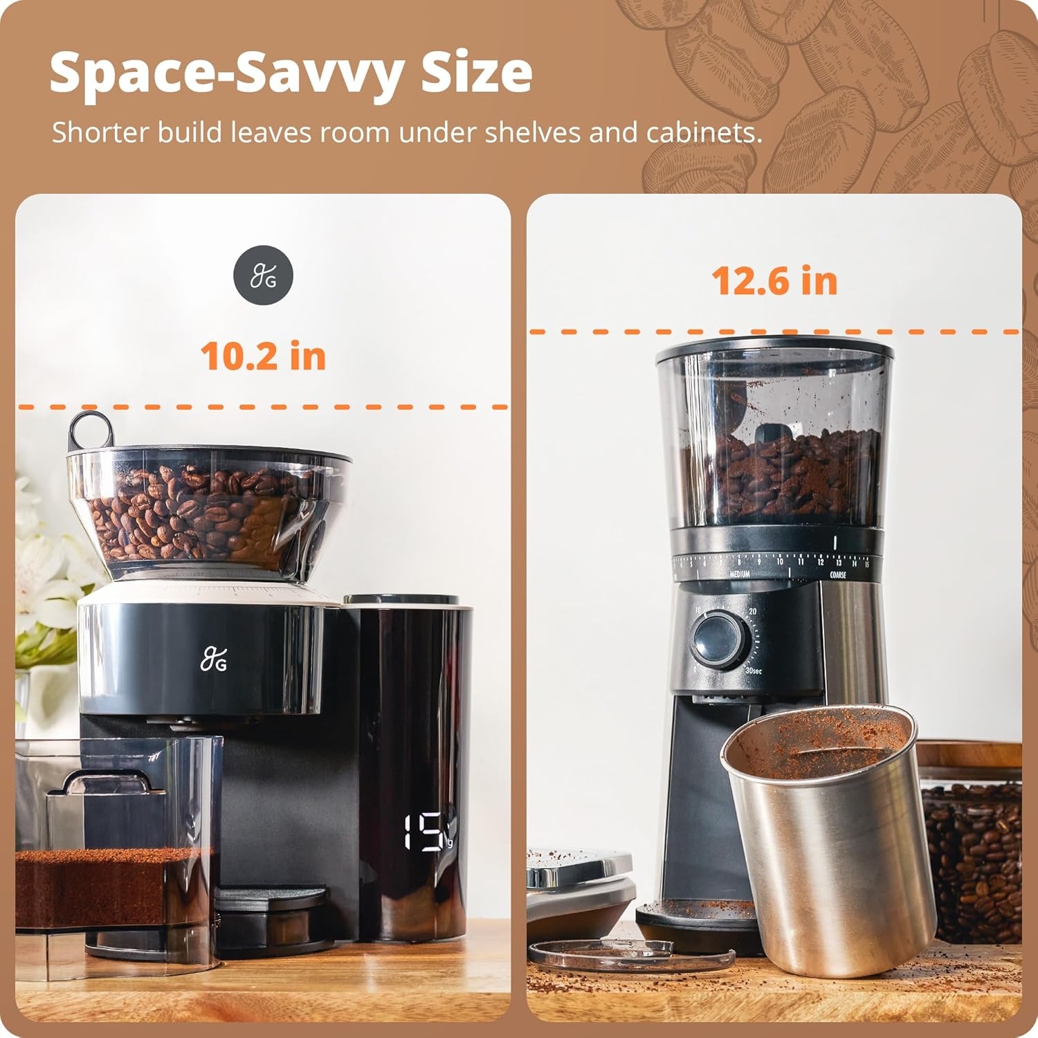 image:imageGreater Goods Coffee Grinder with Builtin Dosing Scale Conical Burr Grinder with 8 Grind Settings UVTinted 200g Hopper for Espresso Pour Over French Press amp Cold Brew Onyx Black