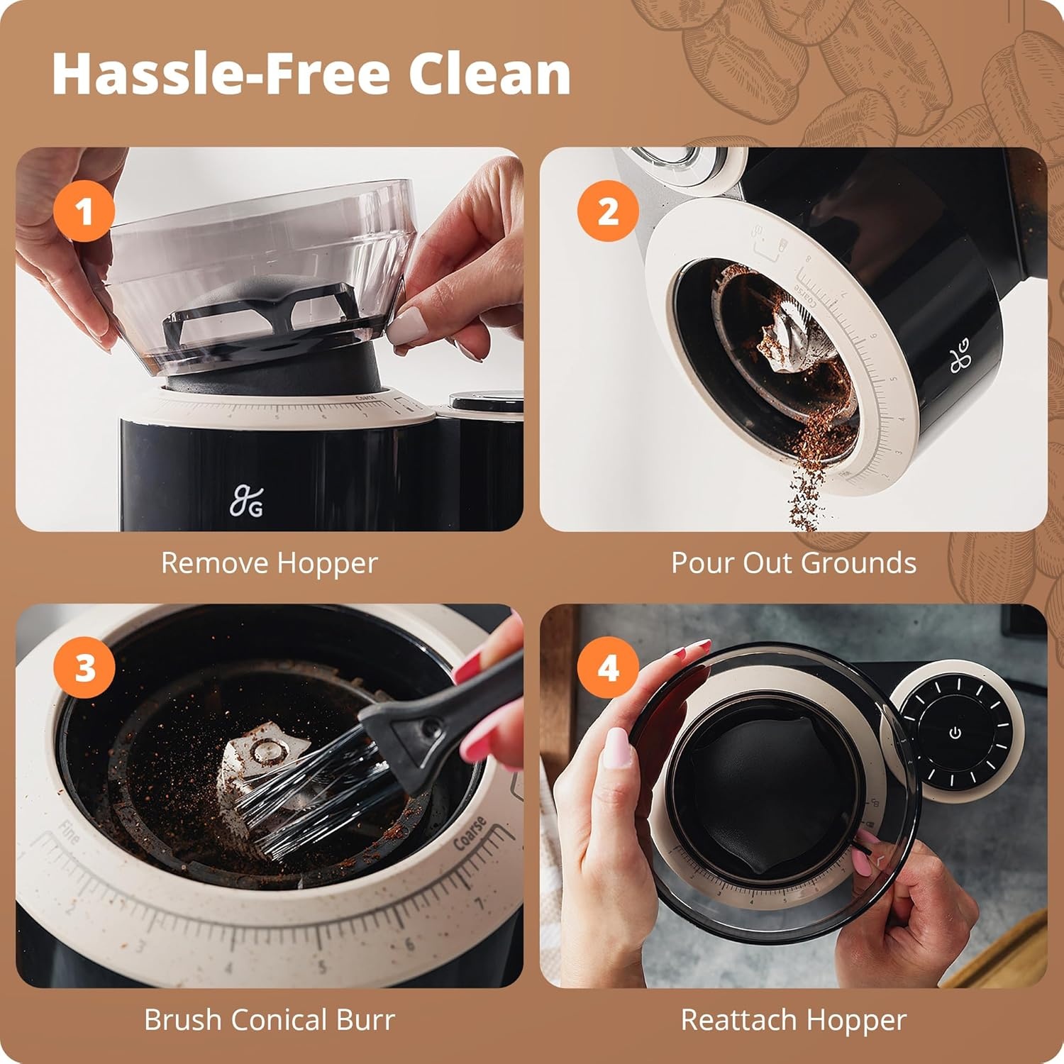 image:imageGreater Goods Coffee Grinder with Builtin Dosing Scale Conical Burr Grinder with 8 Grind Settings UVTinted 200g Hopper for Espresso Pour Over French Press amp Cold Brew Onyx Black
