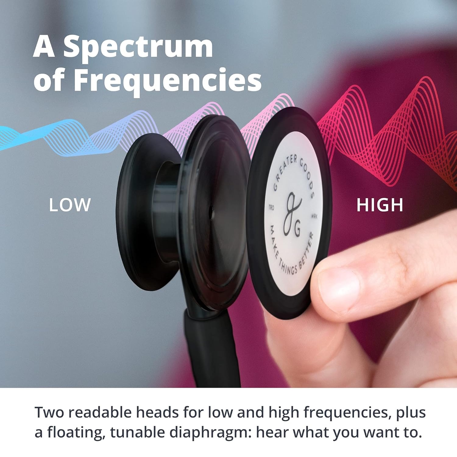 image:imageGreater Goods DualHead StethoscopeClinical Grade Lightweight HighPrecision Sound Ideal for Doctors Nurses Students and Medical Professionals Black and Stainless SteelTriple Black
