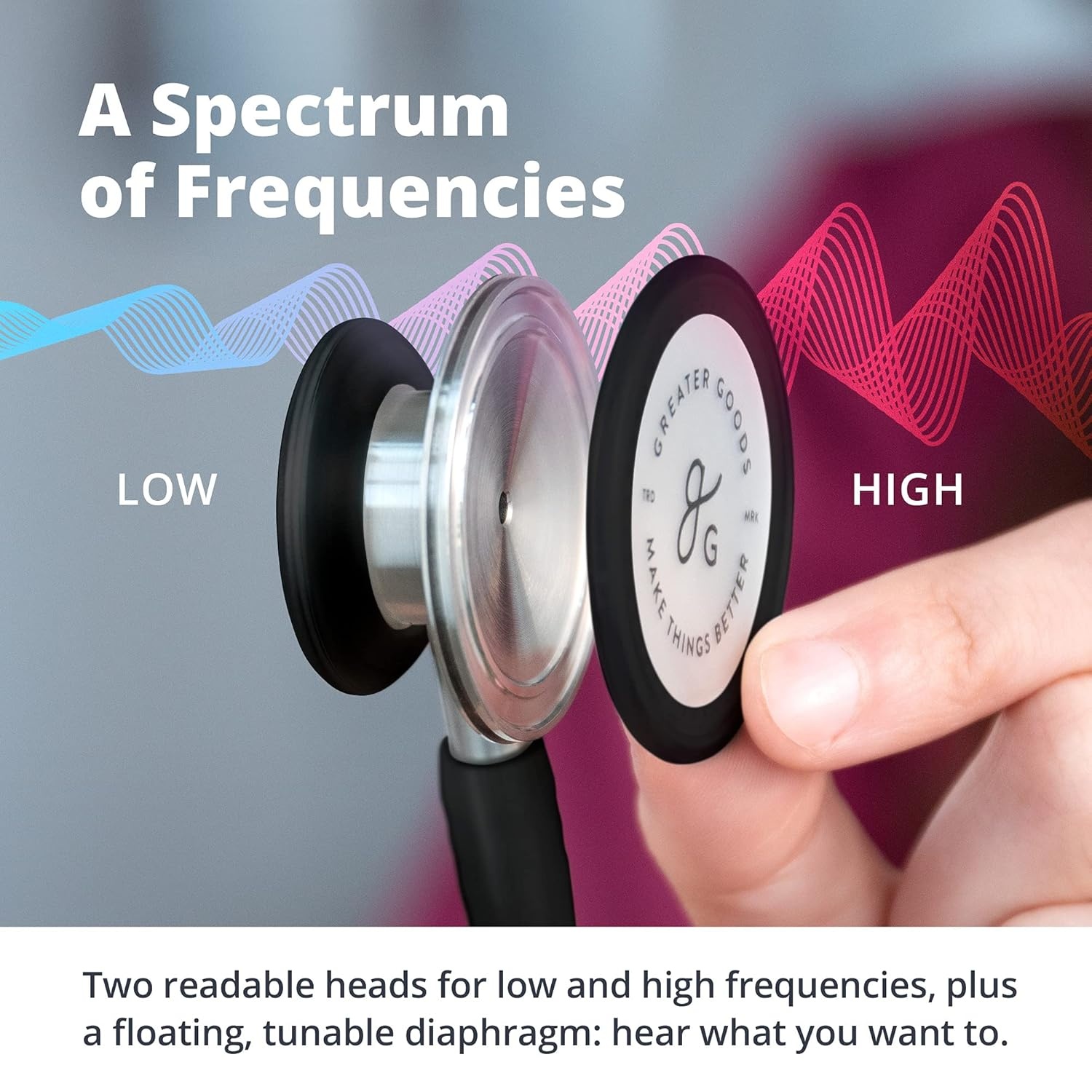 image:imageGreater Goods DualHead StethoscopeClinical Grade Lightweight HighPrecision Sound Ideal for Doctors Nurses Students and Medical Professionals Black and Stainless SteelBlack