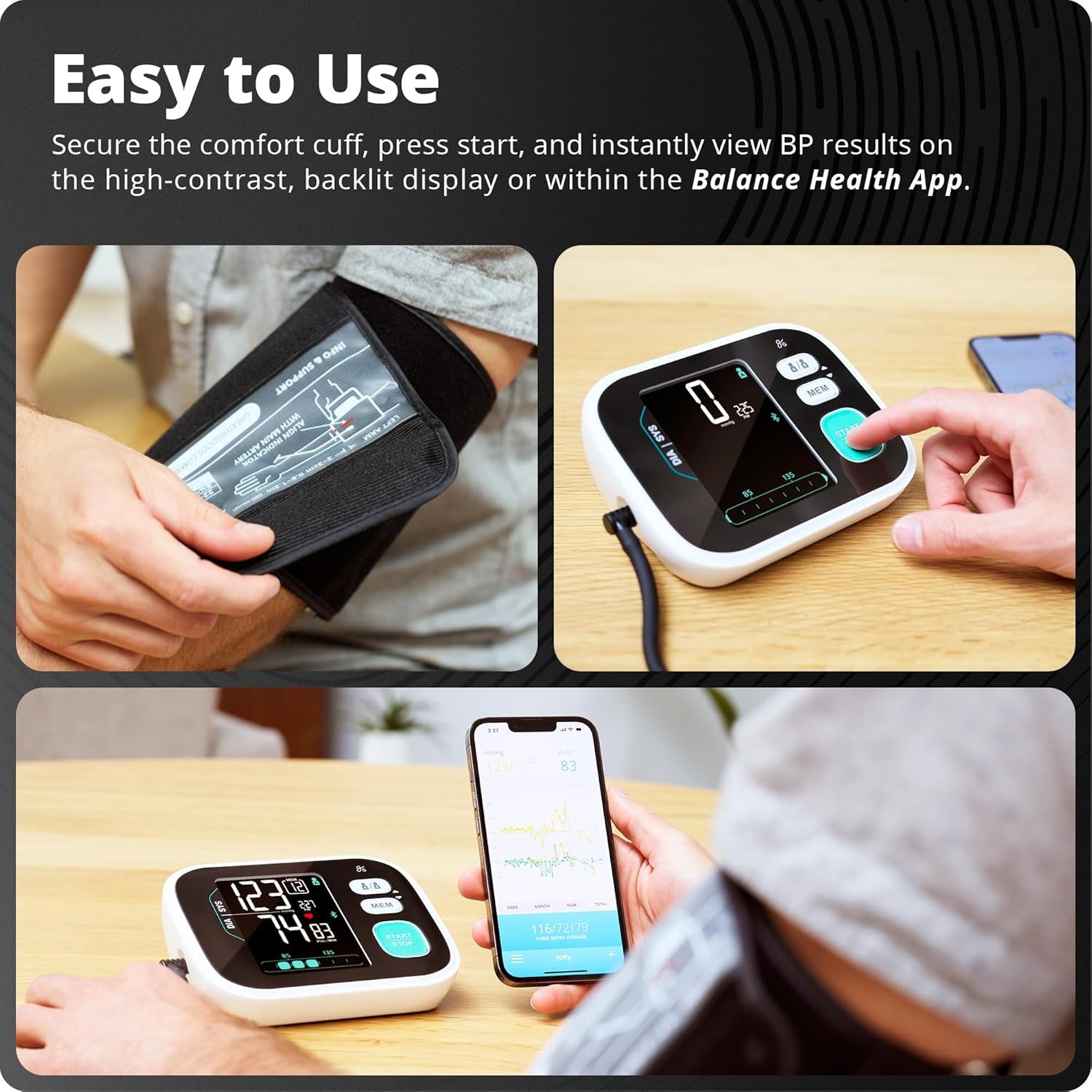 image:imageGreater Goods Premium Digital Bluetooth Blood Pressure Monitor for Home Use Multicolor Large Screen Black