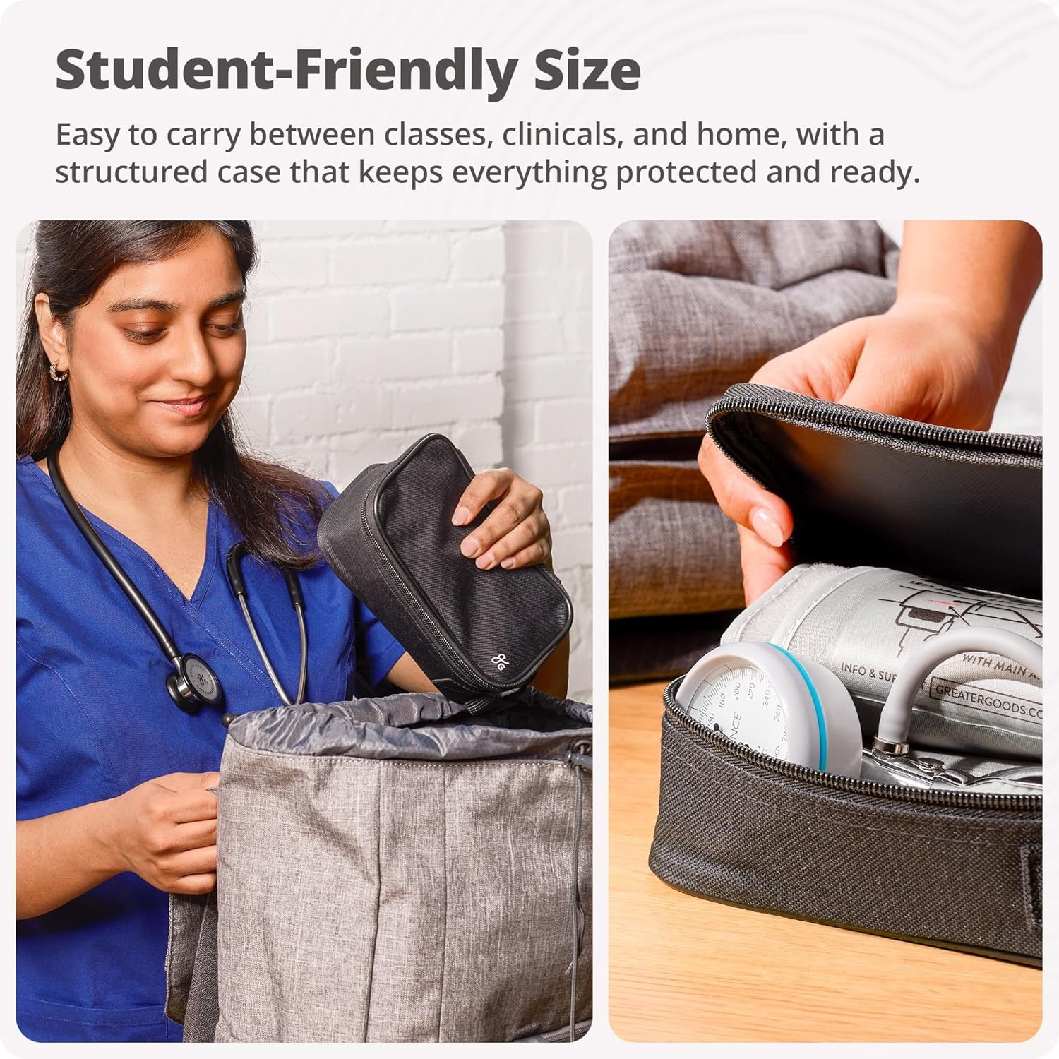 image:imageGreater Goods Sphygmomanometer Adult Manual Blood Pressure Cuff WideRange Fit 87165 LatexFree for Nursing Students amp Home Use Portable BP Cuff with Carrying Case Onyx BlackCloud Gray